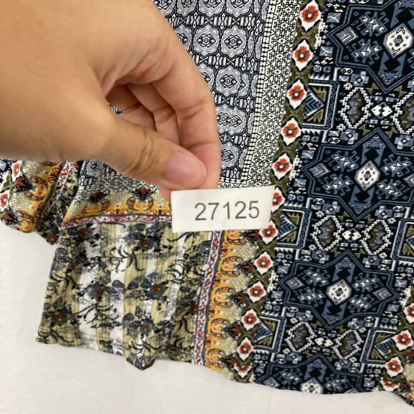 Parsley & Sage Blouse size XL Multi Color Abstract Boho Stretch Festival Top - Picture 8 of 8